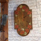Vintage Wooden Wall Clock Handmade Floral Folk Art Cottage Farmhouse Decor