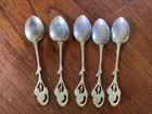 Lot Of 5 Antique Handcrafted Floral Sterling Silver  Spoons  Stamped Italy Small