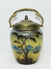 Antique Glass Biscuit Barrel Cookie Jar Signed Art Nouveau Victorian