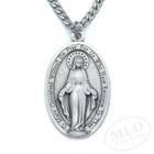 Authentic Italian Miraculous Medal Pendant Necklace W Stainless Steel Curb Chain
