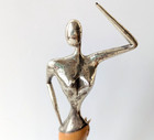 Silver Mermaid Statue Decorative Art Shell  silver From Maldives 12  Tall Beach