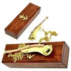 Brass   Copper Nautical Bosun Call Pipe Boatswain Whistle With Wooden Box Gift