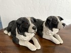 Vintage 1992 Sandicast Border Collie Pair    Realistic Dog Figurines By Brue