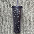 Nwt Starbucks Coffee Cup - 2017 Purple Embossed Metallic Tumbler Cold Venti 24oz