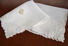 Vintage Hankie 1940s Floral Embroidery White On White Delicate  New Tag Madeira