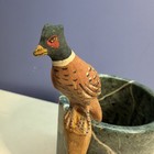 Hand Carved Painted Wood Pheasant Decoy Figurine Fence Sitter Folk Art