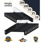 Hanger Central 25 Pack Black Plastic Pants Hangers With Extra Long Clips 14 Inch