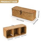 3 Compartment Storage Woven Basket With Lid  Rectangular Wicker Baskets Organ   