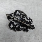 Vintage 1 75  Large Dark Silver Tone White Rhinestone Brooch Lapel   Tie Pin