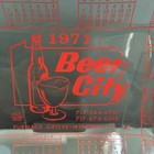 Vintage 1971 Beer City Smoked Glass Ashtray trinket Dish Man Cave  Bar Decor