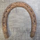 2 Rusty Pre-aged Vintage Diamond Brand Good Luck Metal Horseshoe Rustic Shed