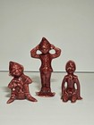 3pc Dark Red Gilner Pixie Elf Christmas Ceramic Figurine 1950s Mcm Vintage  read
