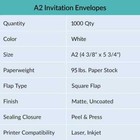 Winlyn 1000 Pcs Bulk A2 Invitation Envelopes In 1000 Pcs White  White