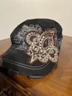 Girls Caps With Rhinestone Fleur De Lis  pair 