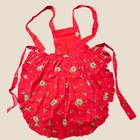 Vintage Unbranded Christmas Bib Apron Red Poinsettia Ruffle