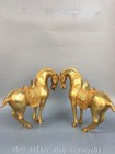 10 2  Old Chinese Bronze Gilt Fengshui Animal 12 Zodiac Year Horse Statue A Pair