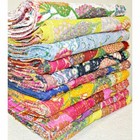 Lot Of 5 Vintag Indian Handmade  Kantha Quilt Throw Reversible Blanket Bedspread