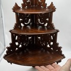 Vtg Fret Wood Corner Hanging Shelf 3 Shelves Intricate Scroll Design 21    Tall