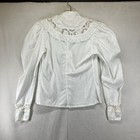 Vintage Gunne Sax Jessica   s Gunnies Victorian Style Shite Blouse Size 9 32x21