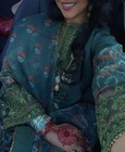 Women   s Green Embroidered Chiffon Salwar Kameez Suit W  Dupatta  Size S