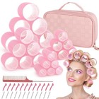 50 Pcs Hair Rollers Set With Clips - 4 Sizes Self Grip Curlers For All Hair Type