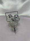Vintage Metal Wheel Barrel Condiment Mid Century Collectible Glass Mcm