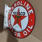 Texaco Gasoline Motor Oil Porcelain Enamel Sign  19 5 X 17 Inches 2 Sided