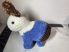 Handmade Crochet Rabbit Plush Stuffed Animal White Blue Brown Teddy Bear Toy
