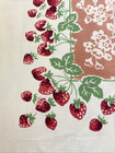 Vintage   52  X 68  Tablecloth W  Strawberries   Borders   Red  Pink  Mint Green