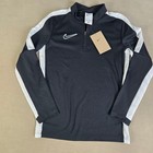 Nike Dri-fit Kids Soccer Training Quarter Zip Pullover Black White Size S