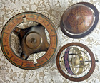 Vintage Wooden Tabletop Globe   Armillary Zodiac Horizon Sphere Made In Italy