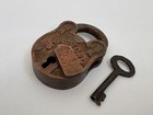 Old Brass Padlock With Original Key Working Vintage Iron Lock Collectible