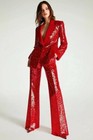 Red Sequined Women s Suits 2pcs Slim Fit Prom Party Ladies Outfit Dinner Coat