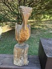 Hand Carved Driftwood Wood Pelican Folk Art Beach Cottage Decor 10  Tall 