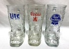 3 Vintage Cowboy Boots Beer Glasses Mugs Miller Lite  Coors  Pabst   Mini Shot