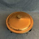 Vintage Copper Chafing Dish W  Lid   Wrought Iron Stand Mid Century Server 9   