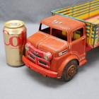 Vintage 1950s Marx Lazy Day Farm Tin Litho Pressed Steel Stake Bed Truck