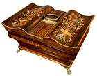 1800 French Palais Royal Sewing Chest Rosewood Marquetry Box Silver Accessories