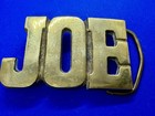 Custom Name Joe Vintage 1970 s Solid Brass Black Letter Belt Buckle