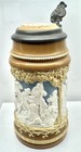 1911 Mettlach Villeroy   Boch Beer Stein  812  hunting  1 2 Liter Stein W  Lid