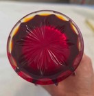 Vintage  Red Glass Vase Scalloped Rim Flared Tall 9 In Fostoria Heirloom Vase