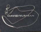 David Yurman Signed 925 Sterling Silver And Diamond Crossover Bar Necklace