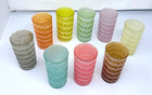 Vintage Mcm Spaghetti String - Set Of 9  Pitcher And 5 5  Glasses -pastels 1950s