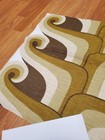 Awesome Rare Vintage Mid Century Retro 70s Funky Olive Stem Curls Fabric  Look 