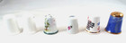 6 Vtg Fine Bone China Thimbles 2 Limoge 2 Stoke On Trent 1 Gimbel   Sons 1 Cotta