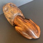 Heavy Solid Wood Large Hand Carved With Details   Laying Lion Figure 13  Long