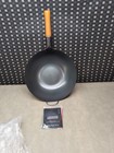Yosukata 13 5  Wok Pan Black Carbon Steel Pre-seasoned Flat Bottom Wood Grip 