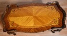 1920s Antique French Louis Xv Walnut   Satinwood Floral Inlaid Top Coffee Table