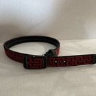 Kids Black   Red Geometric Belt 1 5 In Wide Adjustable Buckle  Stitched 56in