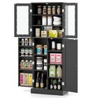 63 5  Tall Kitchen Pantry Cabinet   2 Double Tempered Glass Door 7 Storage Shelf